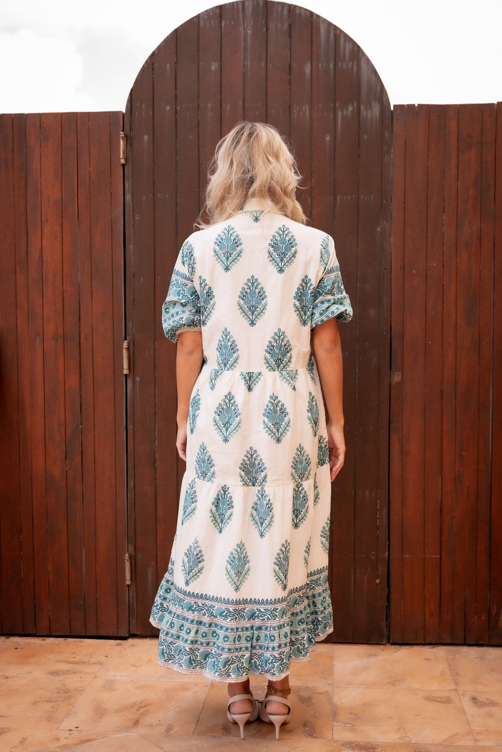 Skye White & Turquoise Midi Shirt Dress  Genhappy