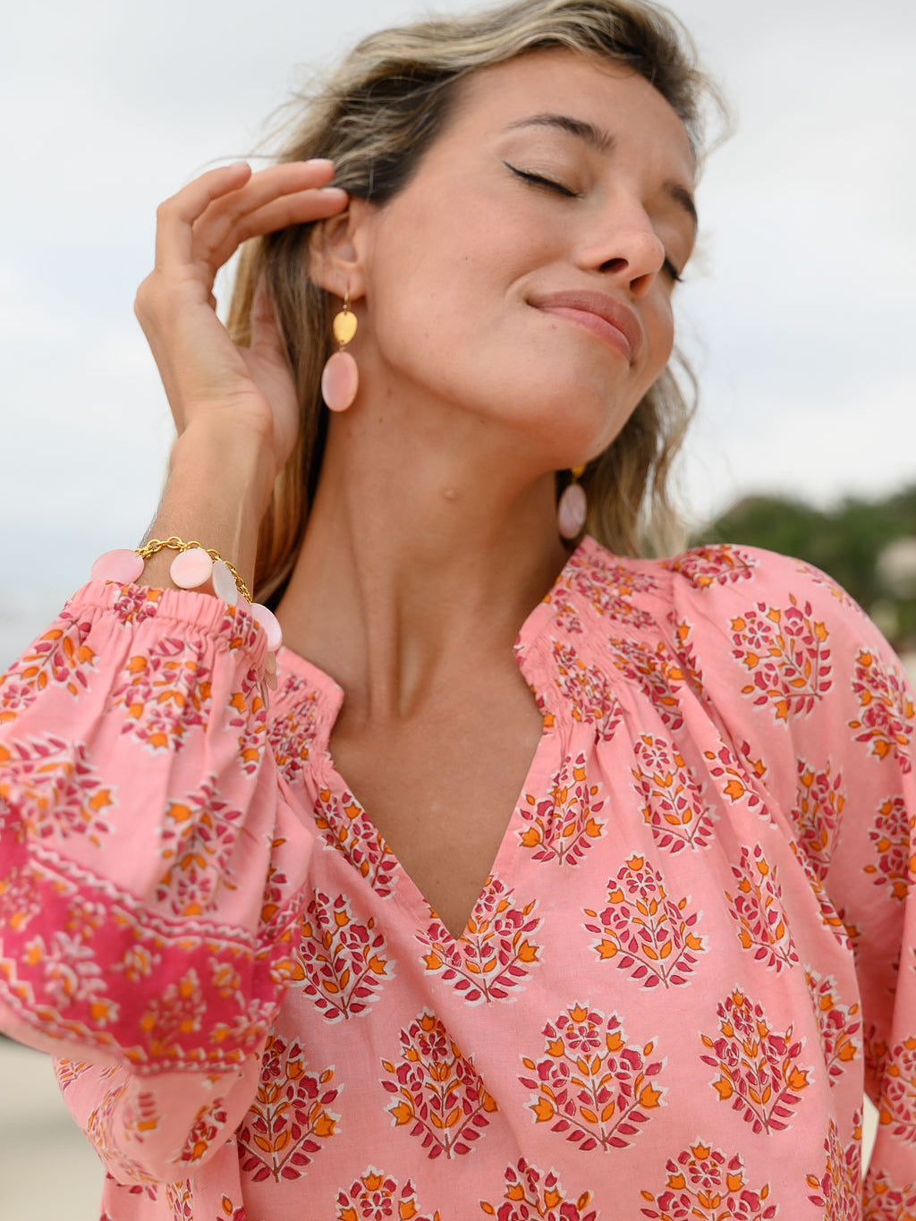 pois ポワ　blouse tee pink pois ポワ blouse tee pink - メルカリ