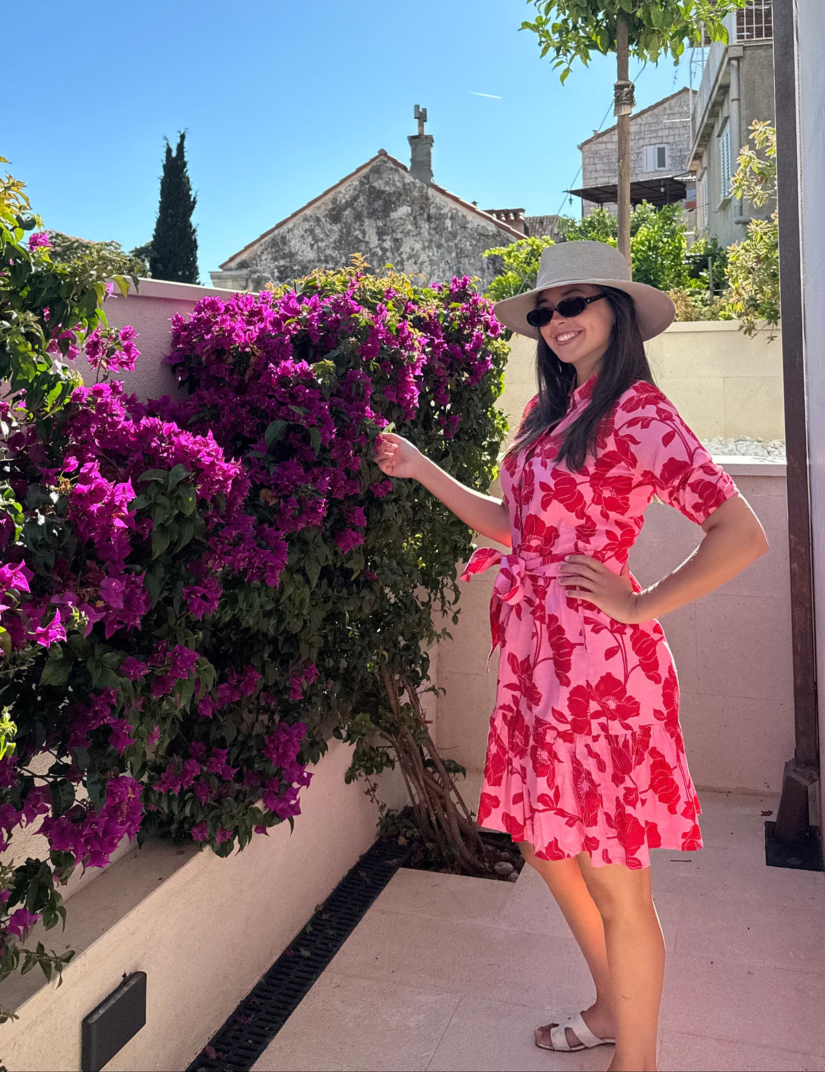 Bali Poppy Print Pink Blouse
