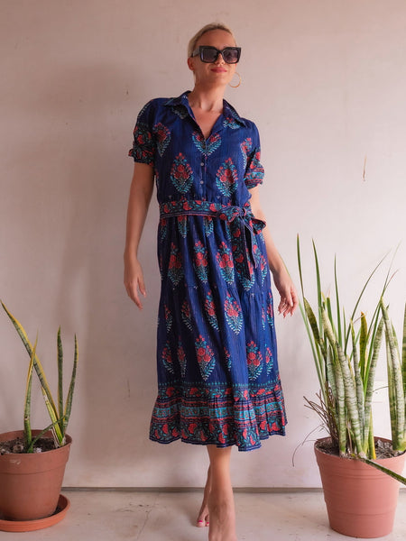 Skye Thistle Lurez Stripe Navy Shirt Dress – Genhappy
