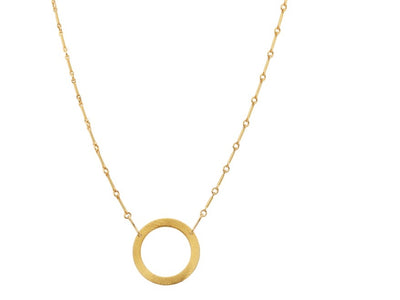 1″ XL brushed open washer necklace finished in 18k Gold or Sterling Silver. The necklace length is approx. 17-17 1/2″